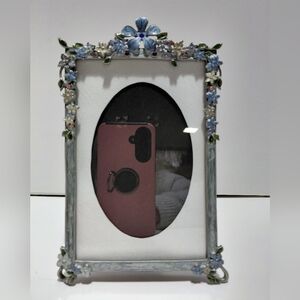 Blue Floral Enamel Embellished Picture Frame